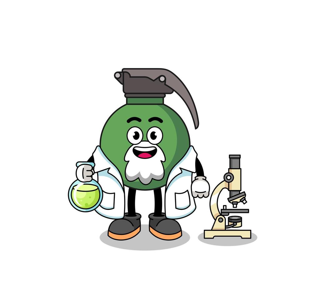 mascote de granada como cientista vetor