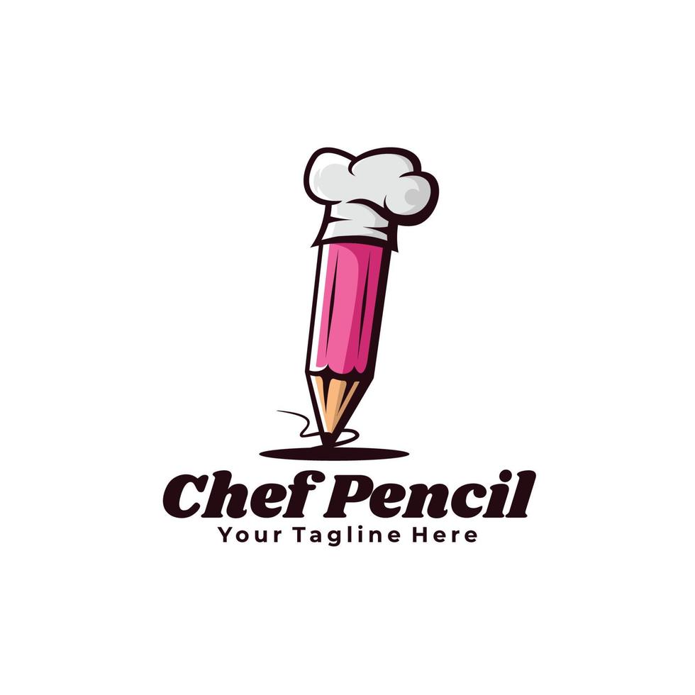 ilustração de logotipo de lápis de chef vetor