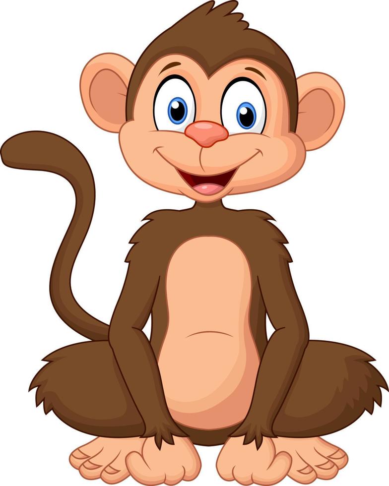 macaco de desenho animado sentado vetor