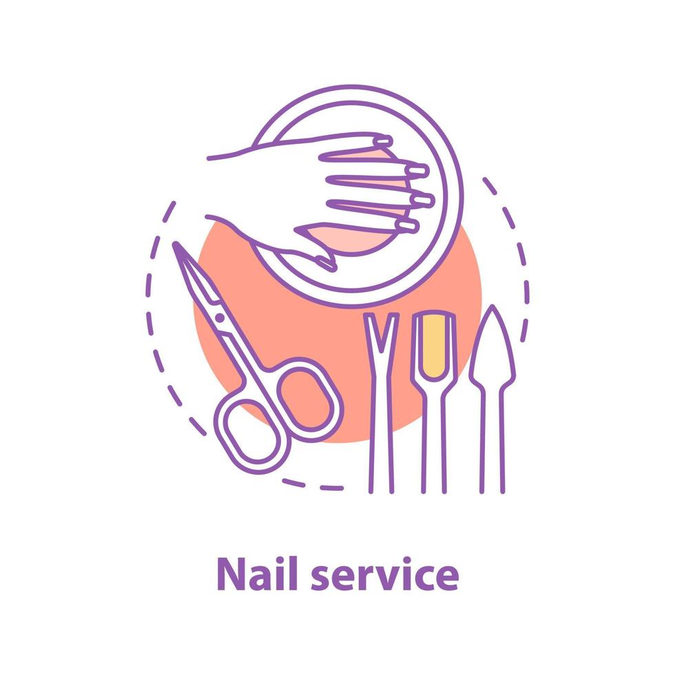 ícone do conceito de serviço de unhas. ilustração de linha fina de idéia de manicure. salão de beleza. desenho de contorno isolado de vetor