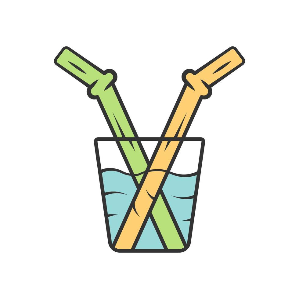 ícone de cor de canudo de vidro. coquetel reutilizável, refrigerante, acessório de bebida limonada. utensílio de cozinha de refrigerantes frios. ilustração vetorial isolada vetor