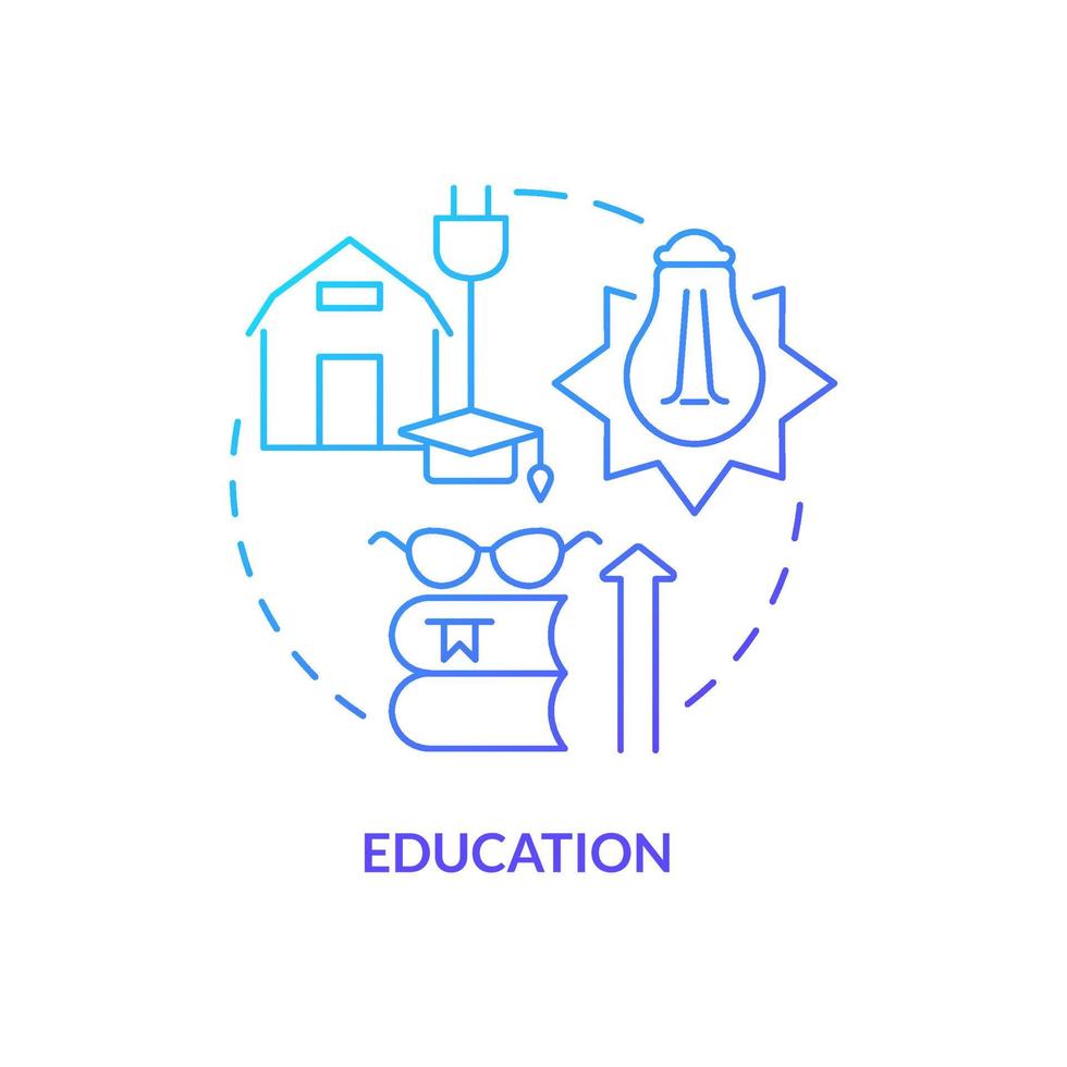 ícone de conceito gradiente azul educação. benefícios econômicos de eletrificação rural idéia abstrata ilustração de linha fina. desenho de contorno isolado vetor