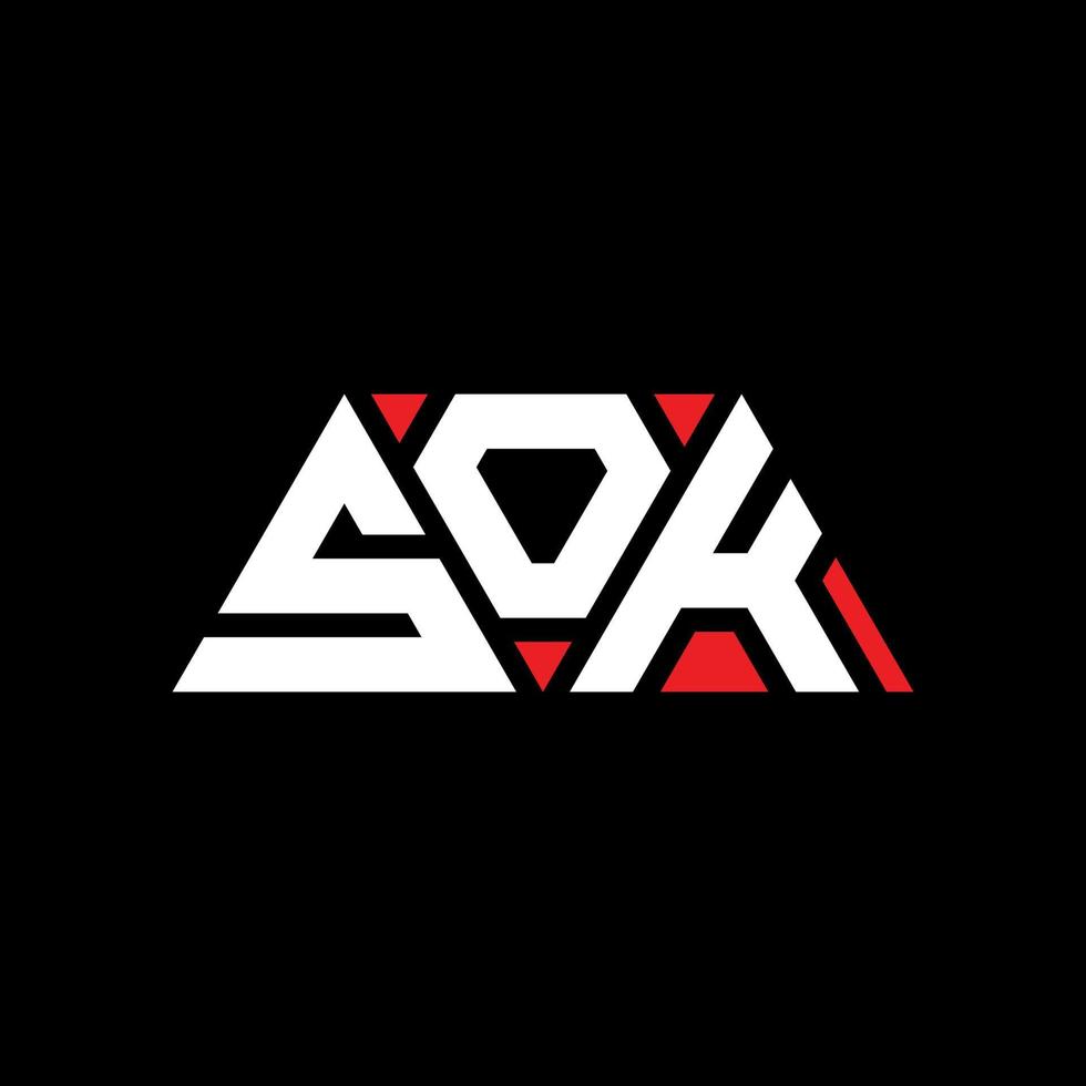 sok design de logotipo de letra triângulo com forma de triângulo. monograma de design de logotipo de triângulo sok. modelo de logotipo de vetor sok triângulo com cor vermelha. sok logotipo triangular logotipo simples, elegante e luxuoso. sok