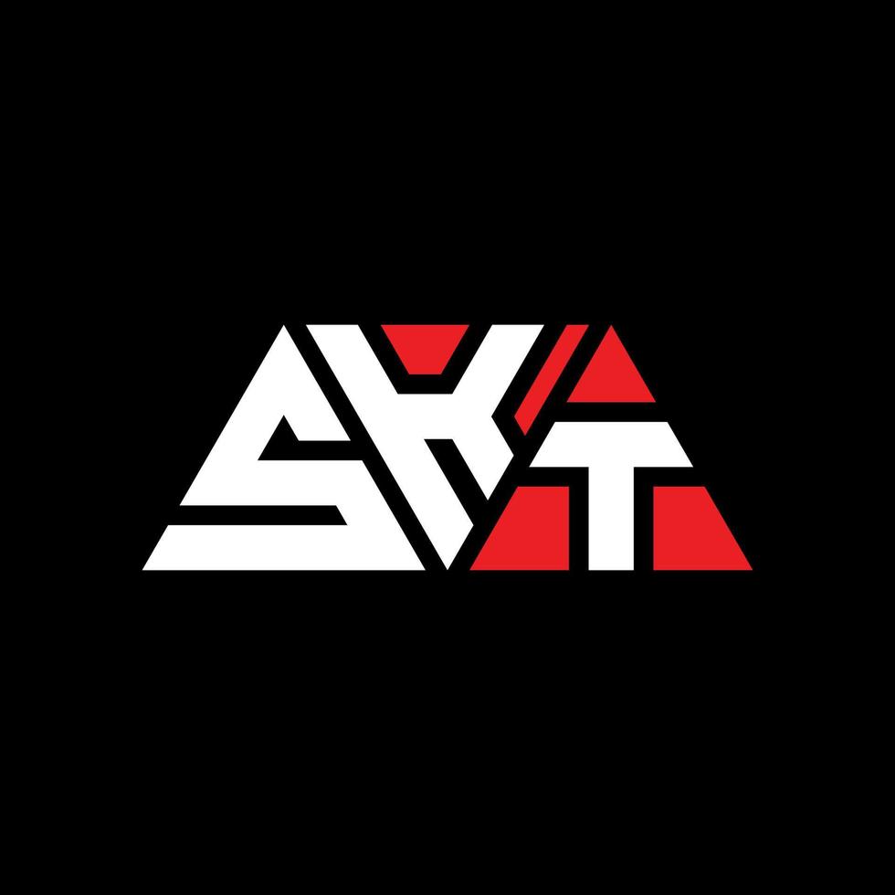 design de logotipo de letra de triângulo skt com forma de triângulo. monograma de design de logotipo de triângulo skt. modelo de logotipo de vetor de triângulo skt com cor vermelha. logotipo triangular skt logotipo simples, elegante e luxuoso. skt