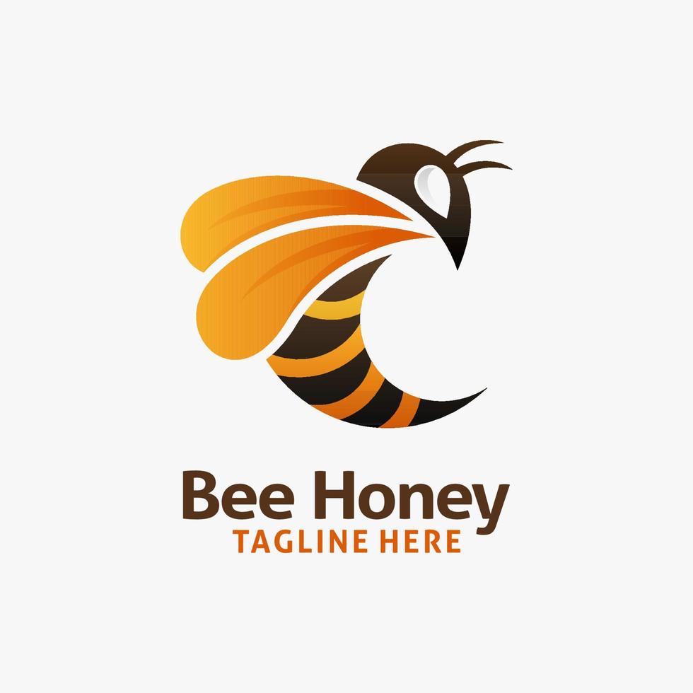 design de logotipo de abelha de mel vetor