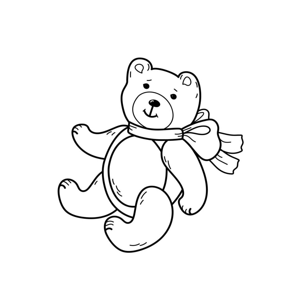 ursinho de pelúcia, brinquedo de bebê. doodle de estilo de desenho de desenho animado para ícone, banner. vetor