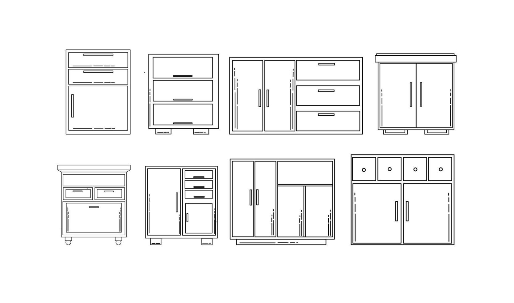 coleção de arte de linha de armário vetor