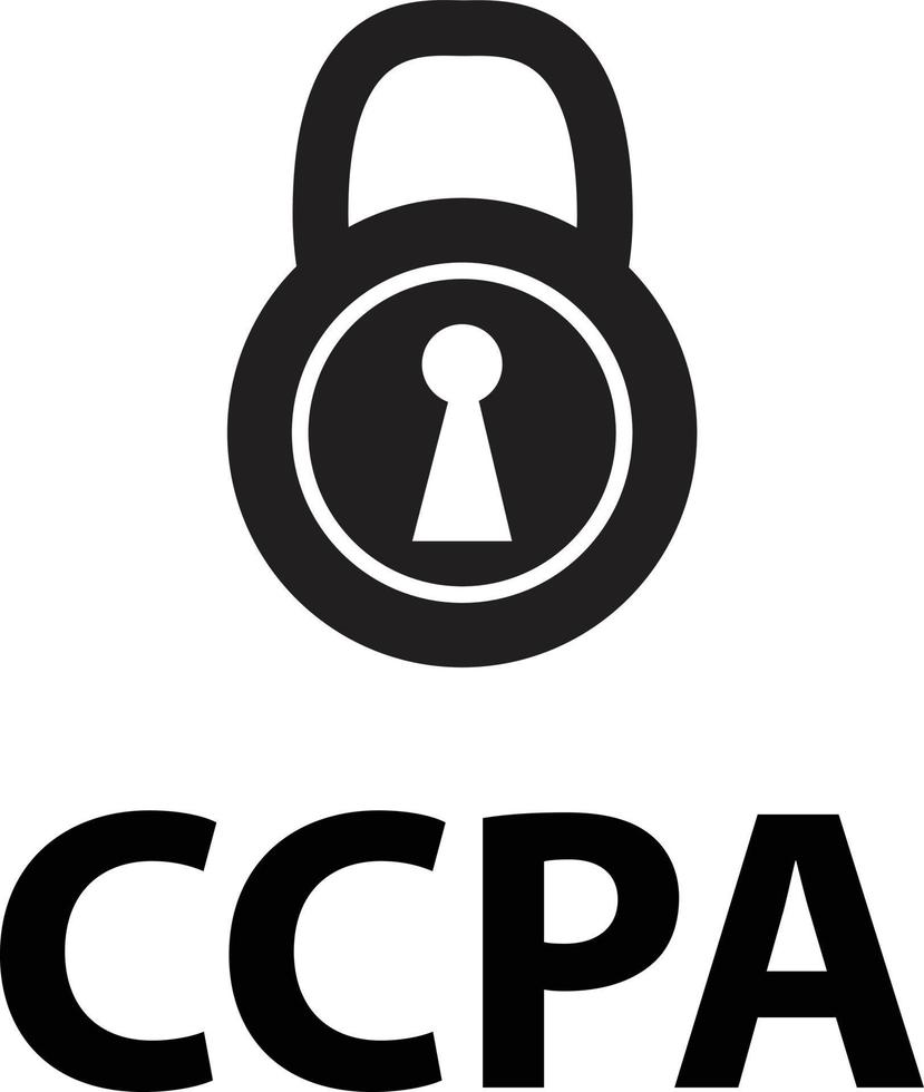 ícone ccpa em fundo branco. estilo plano. ícone do ato de privacidade do consumidor da Califórnia para o design do seu site, logotipo, aplicativo, interface do usuário. símbolo ccpa. inscrição ccpa com sinal de cadeado. vetor