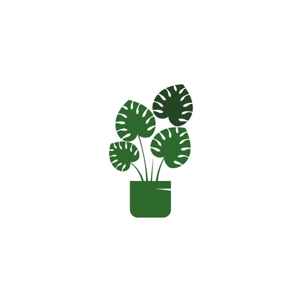 design de logotipo de ícone de vaso de flores vetor