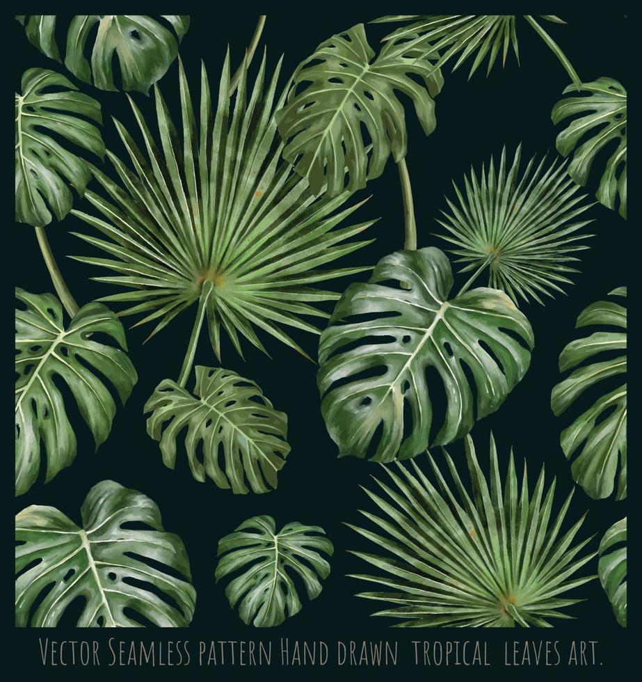 vetor eps ilustração sem costura padrão folhas tropicais arte