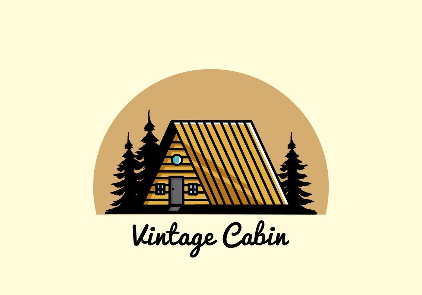 design de ilustração de cabine de madeira vintage vetor