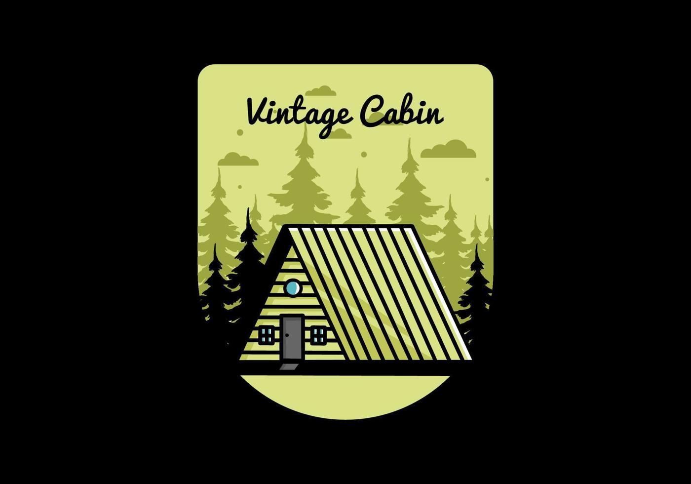 design de ilustração de cabine de madeira vintage vetor