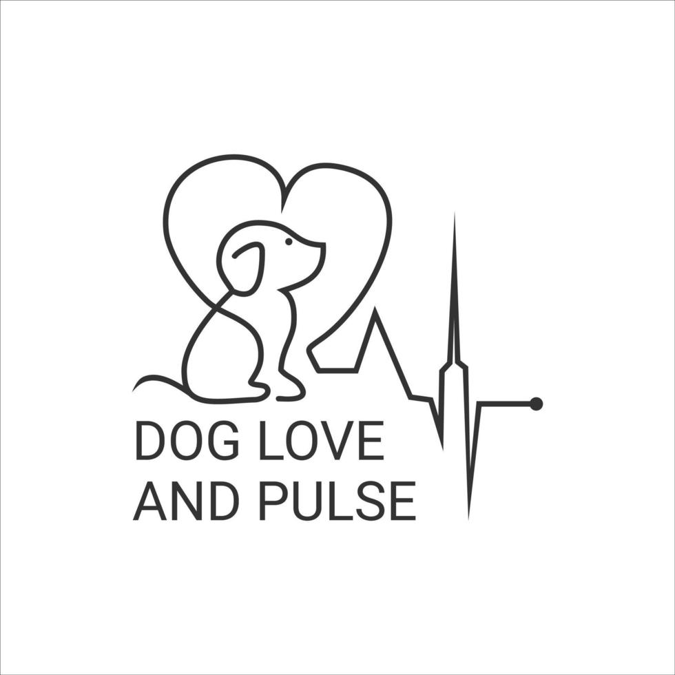 amor de cachorro e vetor de logotipo de pulso para empresa veterinária