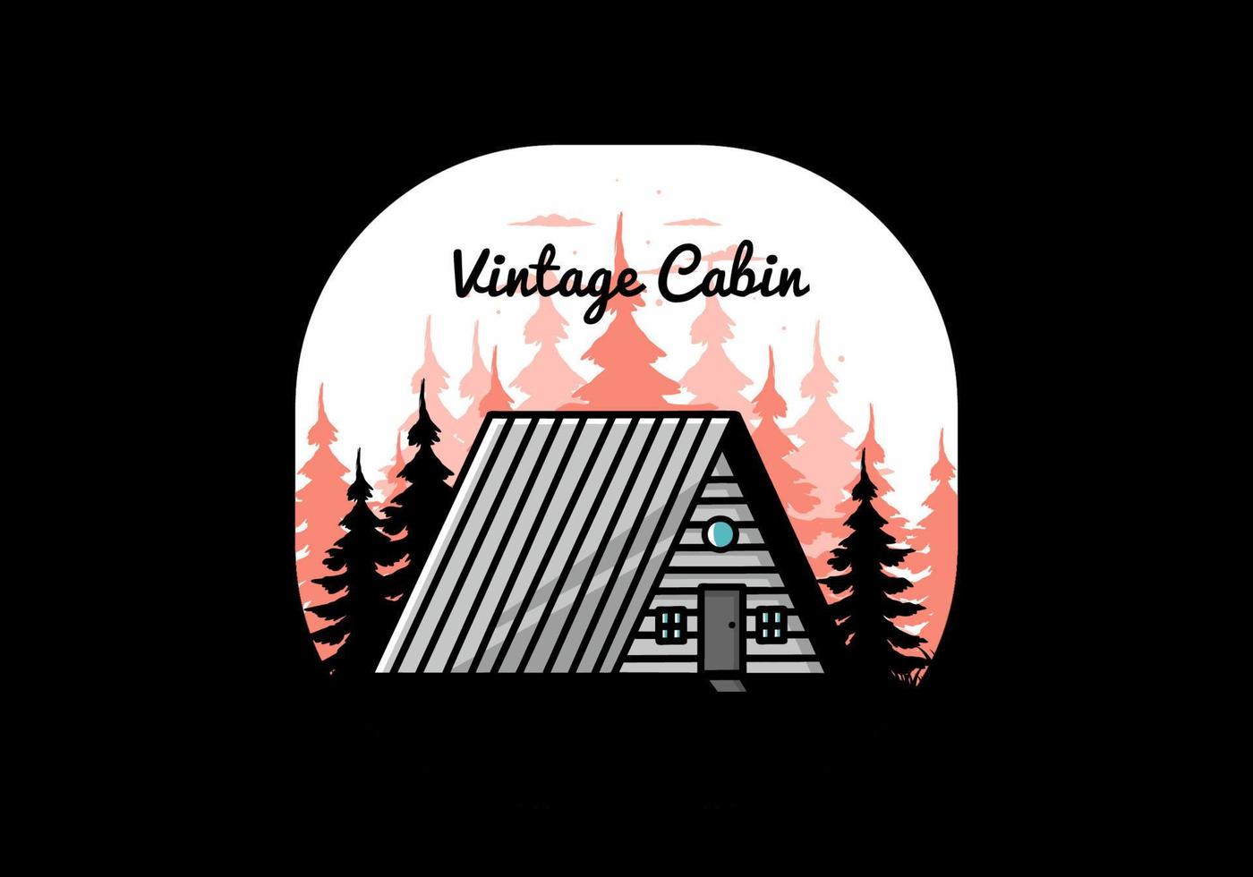 design de ilustração de cabine de madeira vintage vetor