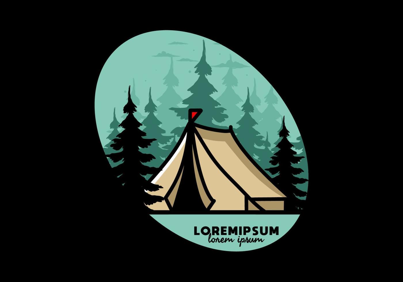 design de ilustração de tenda de acampamento grande vetor