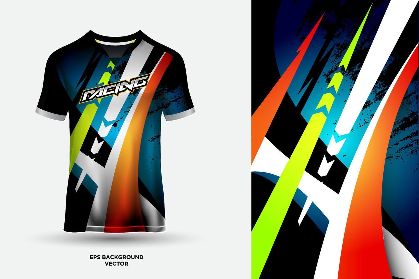 design de camisa futurista adequado para esportes, corridas, futebol, jogos e vetor de esports