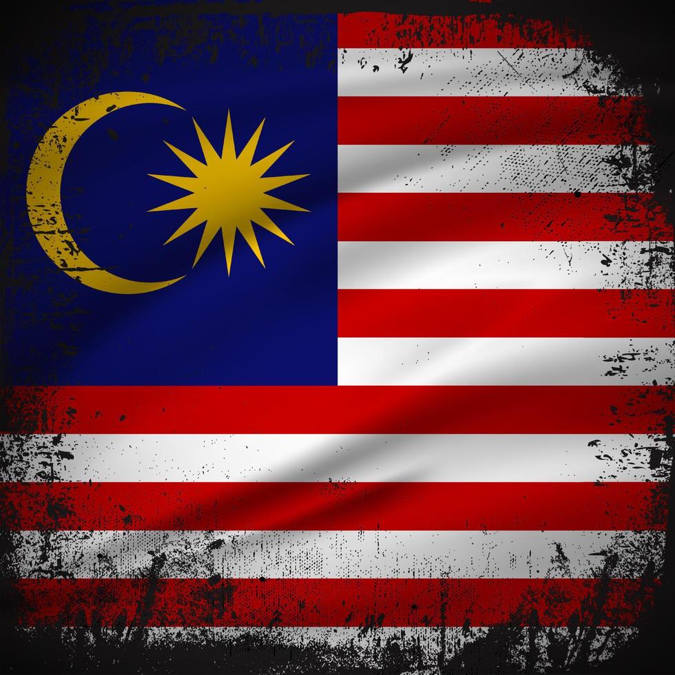 vetor abstrato de fundo bandeira malásia com estilo de traçado grunge. ilustração em vetor dia da independência da malásia.
