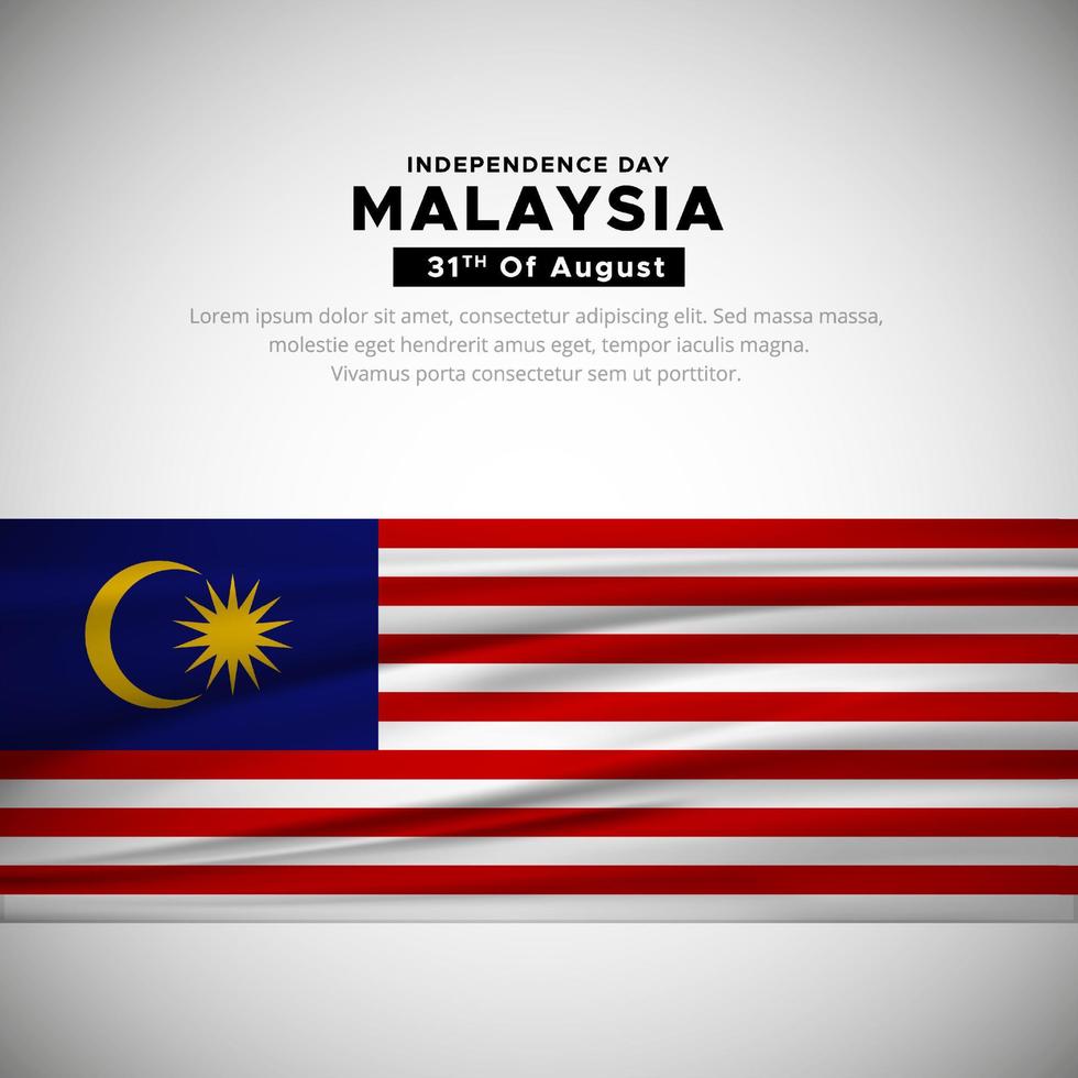 design moderno e simples do dia da independência da malásia com vetor de fundo de bandeira acenando