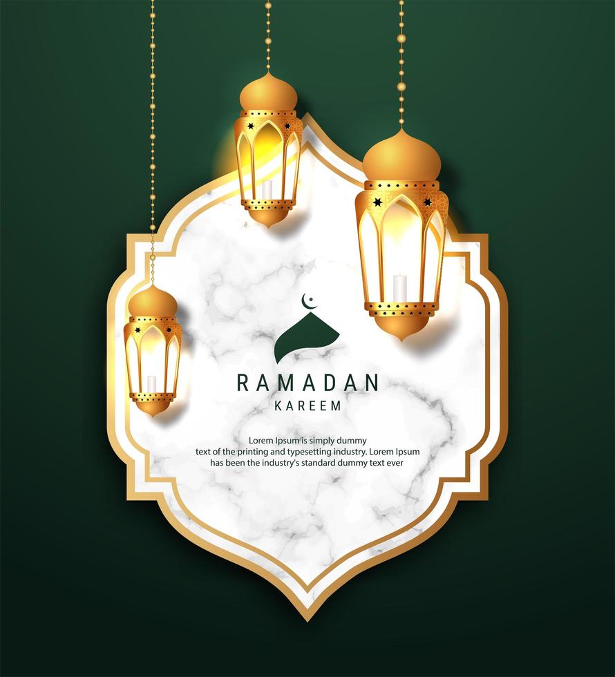 ramadan kareem árabe pendurado lanternas fundo vetor