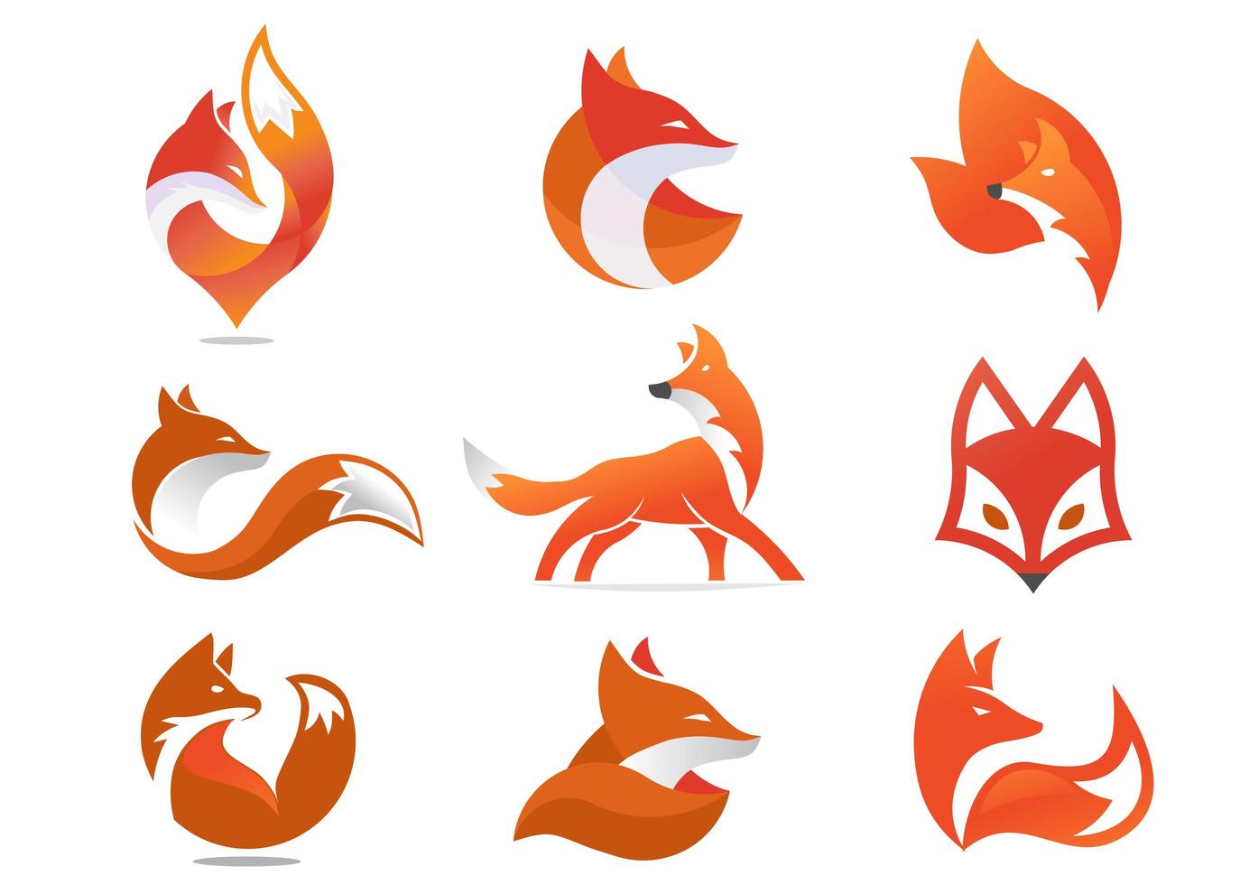 ícone criativo raposa ou conjunto de logotipo vetor