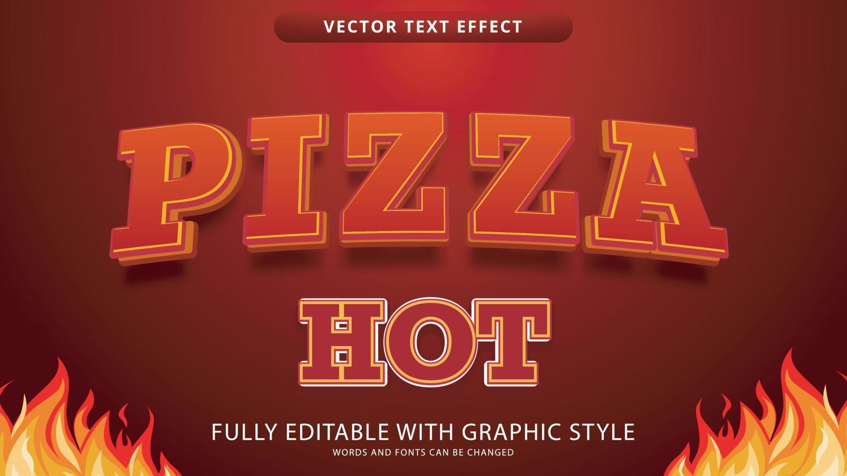 efeito de texto de pizza editável com estilo gráfico vetor