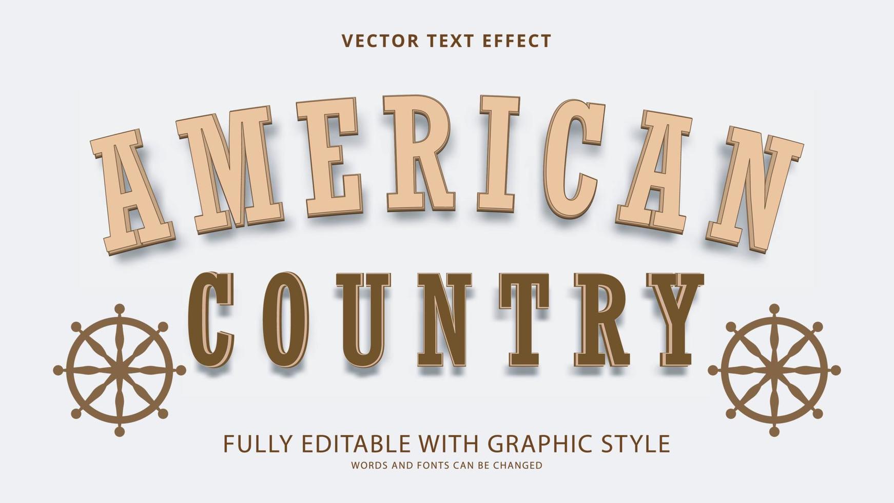 efeito de texto de país americano editável com estilo gráfico vetor