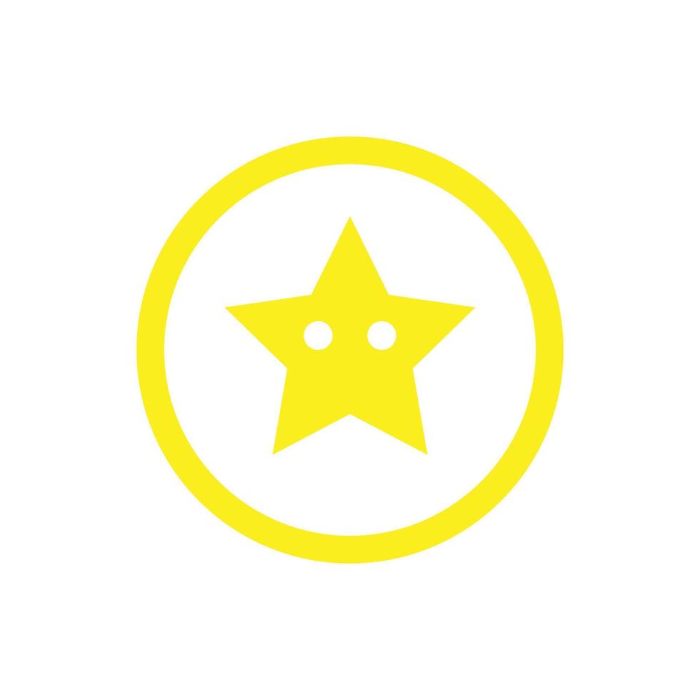 ícone de estrela dos desenhos animados vetor amarelo eps10 isolado no fundo branco. estrela em um símbolo de círculo em um estilo moderno simples e moderno para o design do seu site, interface do usuário, logotipo, pictograma e aplicativo móvel