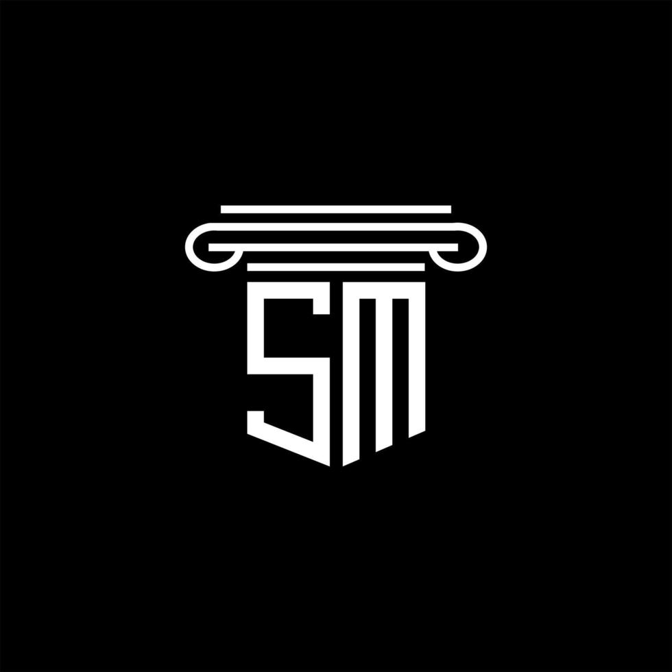 design criativo de logotipo de carta sm com gráfico vetorial vetor