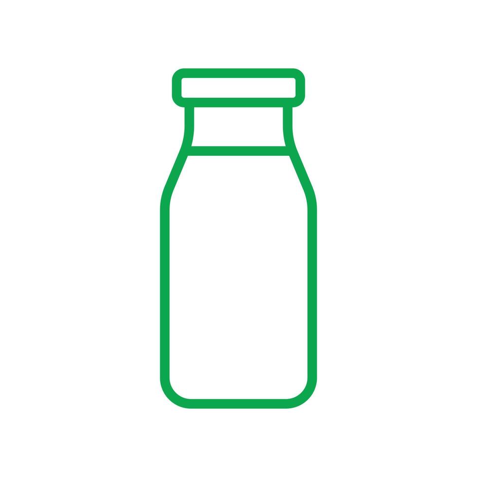 ícone de arte de linha de garrafa de leite vetor verde eps10 isolado no fundo branco. símbolo de garrafa de leite de vidro em um estilo moderno simples e moderno para o design do seu site, interface do usuário, logotipo e aplicativo móvel