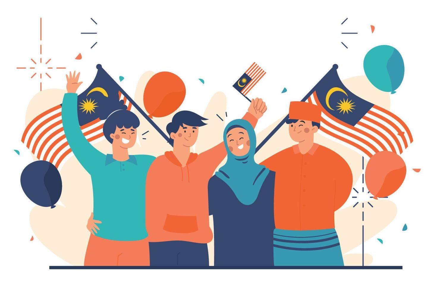 dia da independência da ilustração plana da malásia vetor
