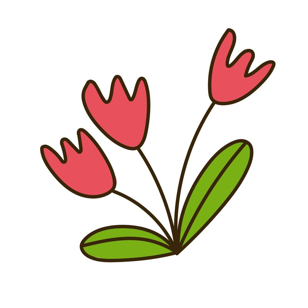 flores fofas desenhadas à mão, estilo doodle, ilustração vetorial vetor