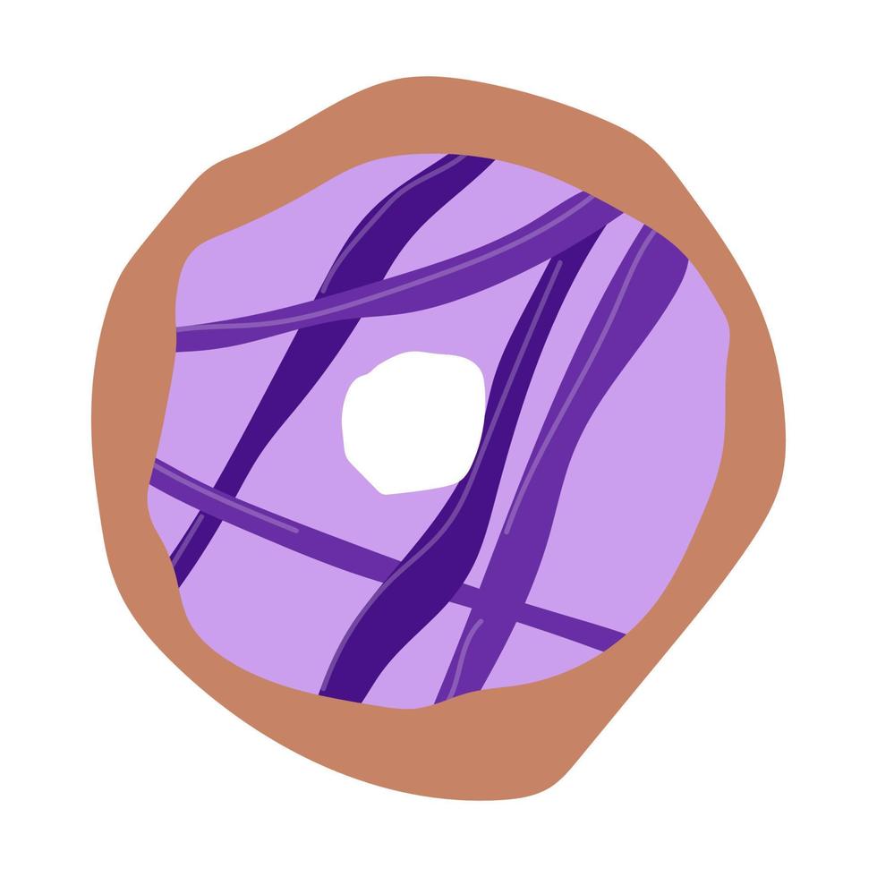 rosquinha com ícone de rosquinha de glacê roxo, ilustração vetorial. vetor