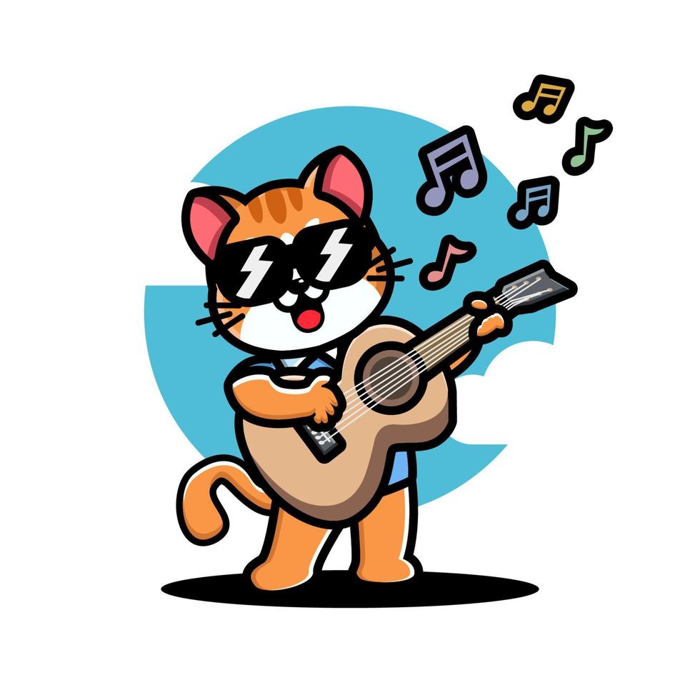 gato fofo tocando guitarra vetor