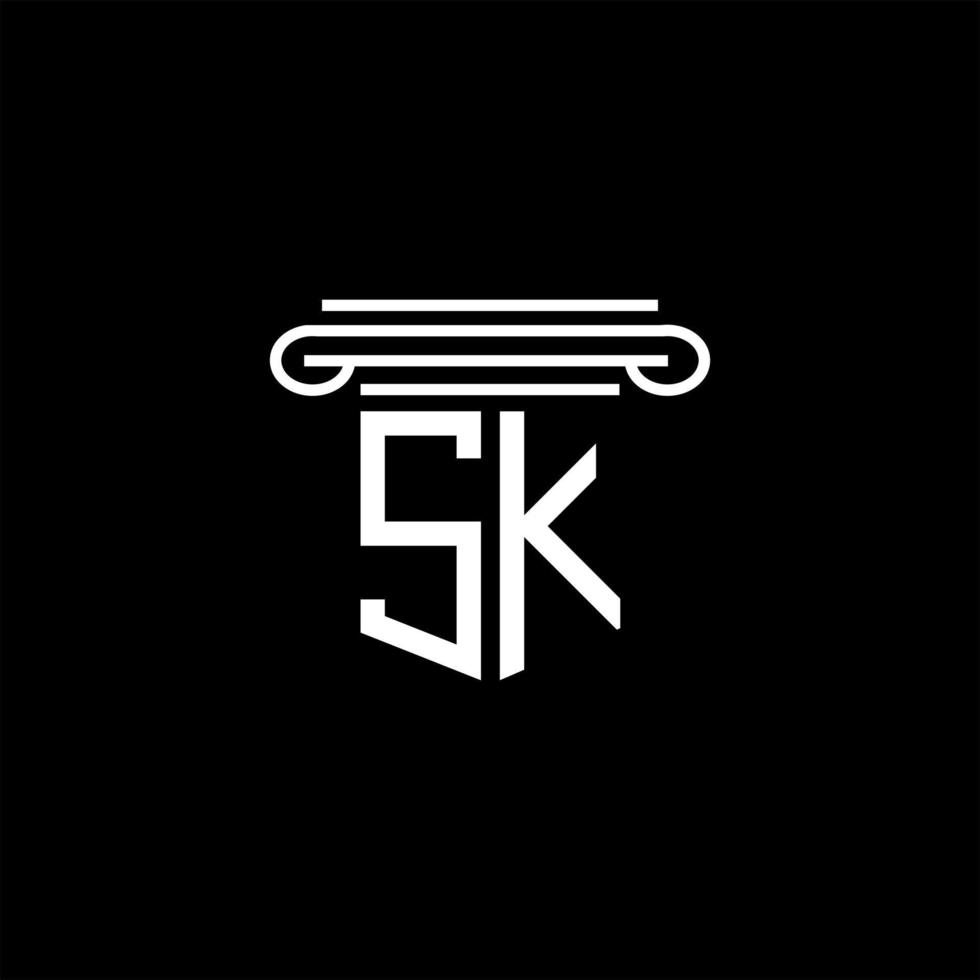 design criativo do logotipo da carta sk com gráfico vetorial vetor