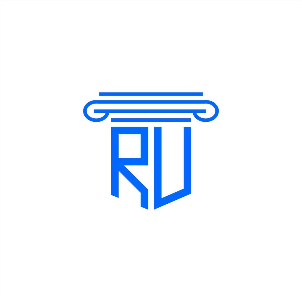 design criativo do logotipo da carta ru com gráfico vetorial vetor