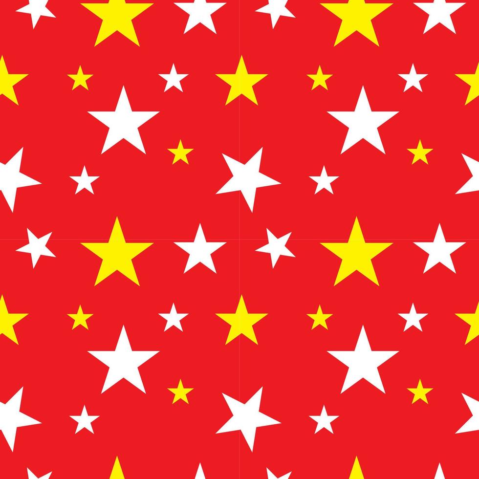 ornamento de forma de estrelas brilhantes. modelo de design de padrão sem emenda. tema de cor vermelho, amarelo e branco. vetor