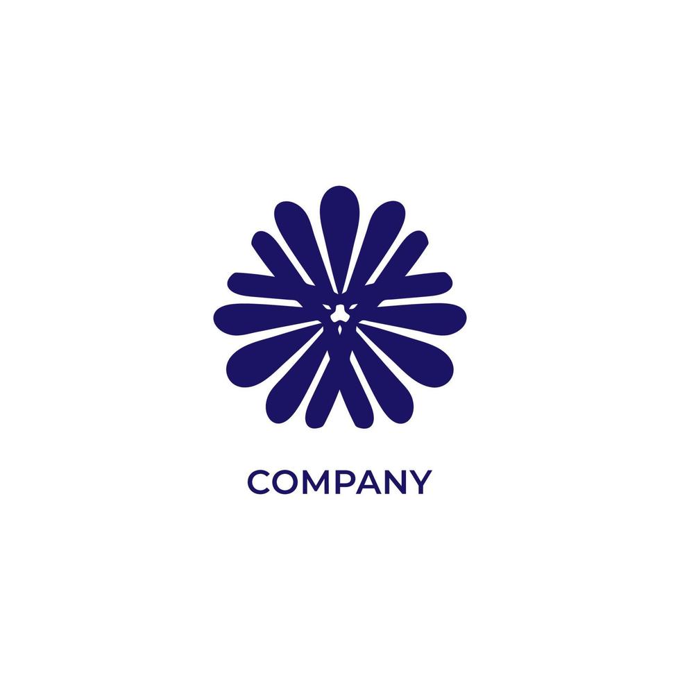 modelo de design de logotipo de flor abstrata isolado no fundo branco. vórtice floral docrativo na cor azul marinho. vetor