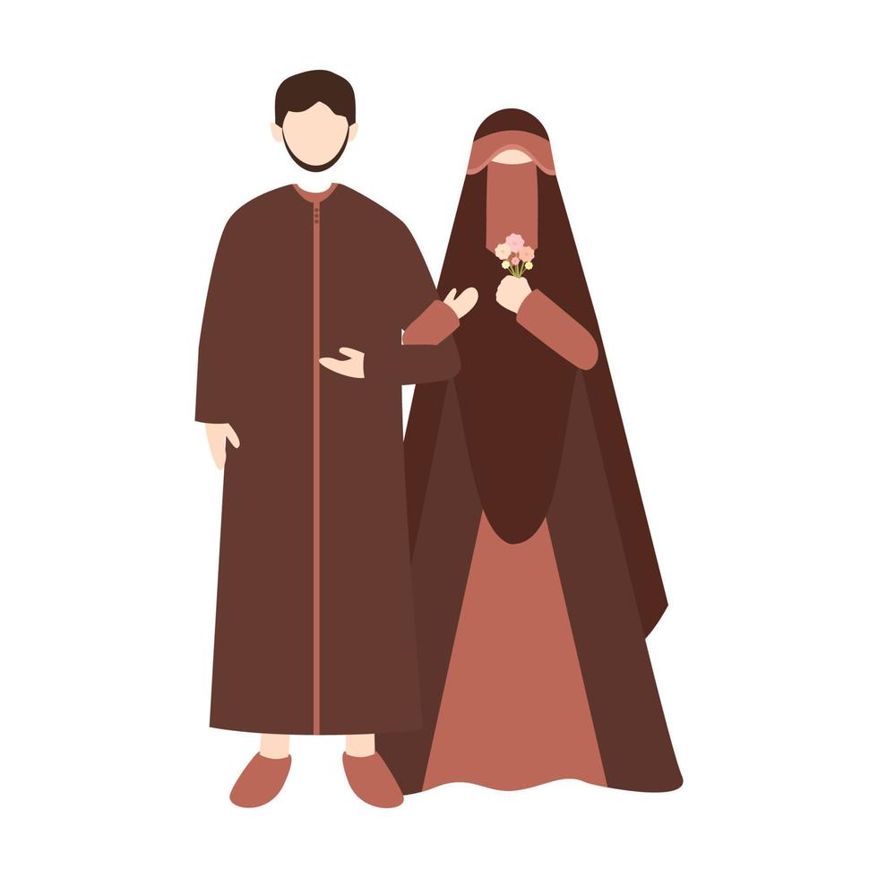 casal de noivos muçulmanos vetor