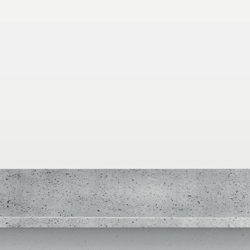 tampo de mesa de pedra de concreto cinza isolado no fundo branco, modelo promocional da web - vetor