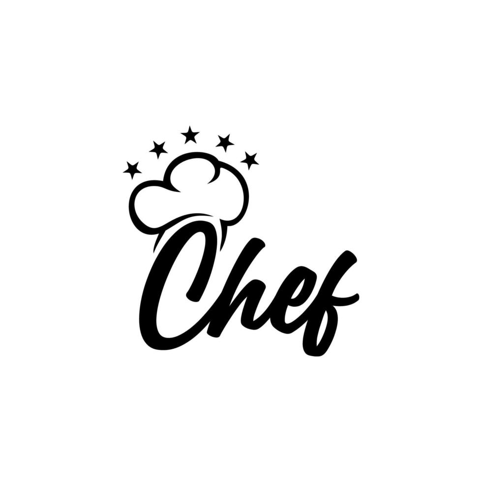 logotipo do chef com design de cinco estrelas vetor