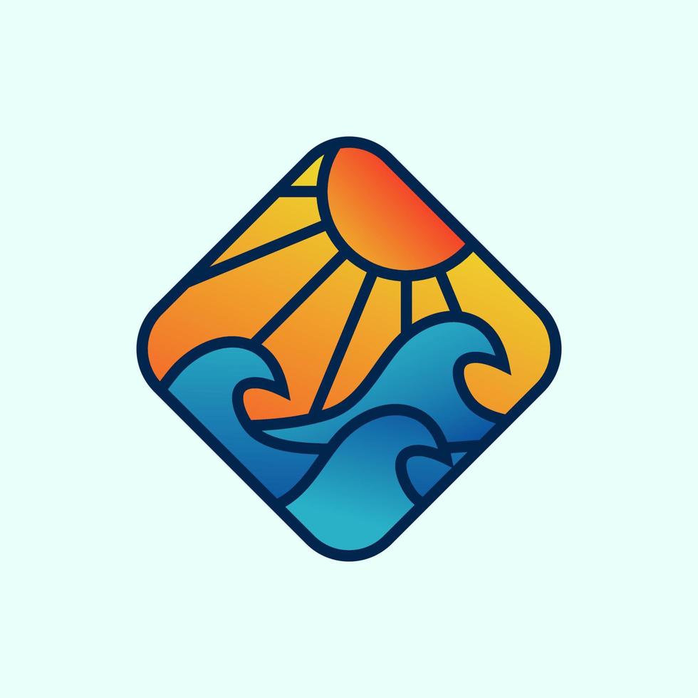 design de ilustração de logotipo de onda de verão moderno vetor