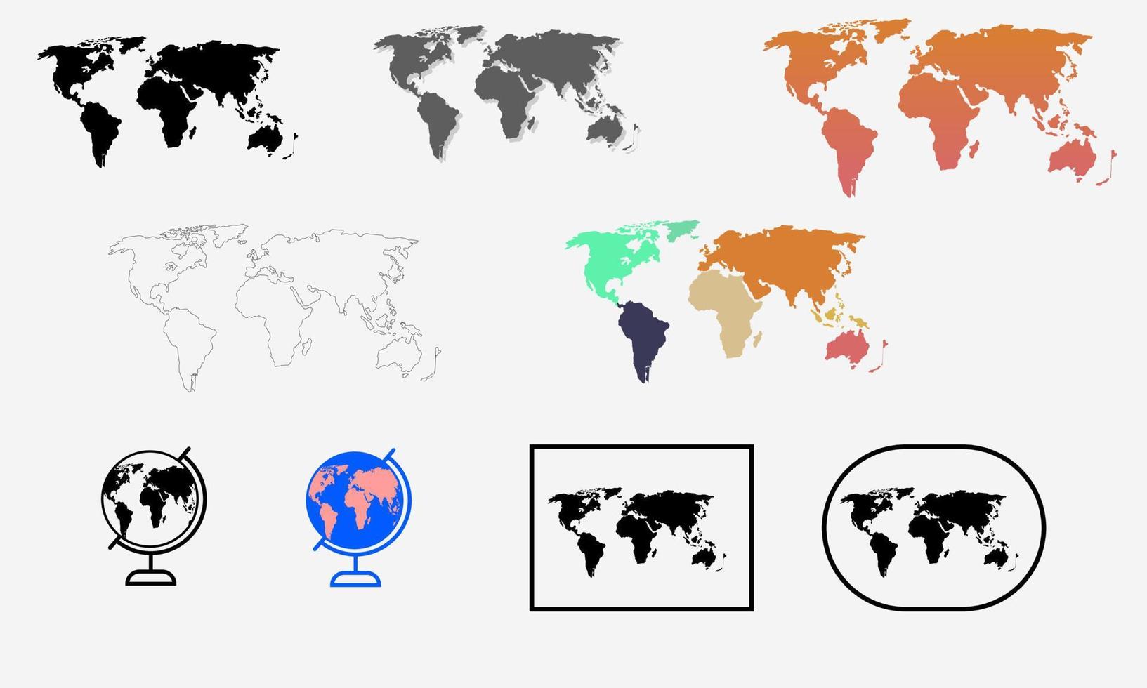 pacote de modelo de ícone de mapas de palavras para educação, banner, promoção, celebração, internacional e etc vetor