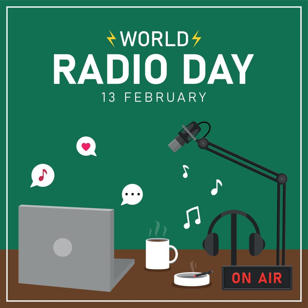 fundo de modelo de ilustração do dia mundial do rádio vetor