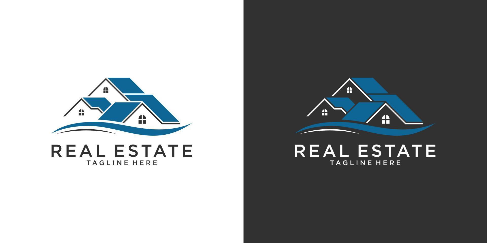 conceito de design de vetor de telhado e logotipo em casa. logotipo imobiliário