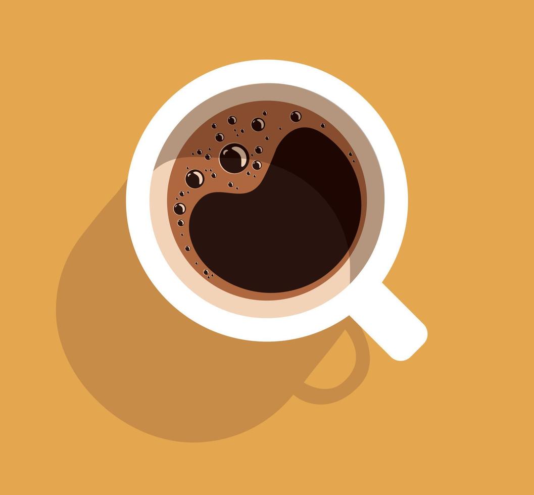 xícara de café fresco sombra ilustração mínima fundo café expresso quente bebida cafeína vetor