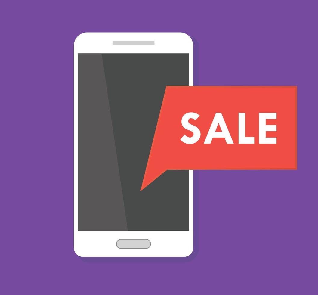 texto de venda de smartphone branco ilustração de exibição brilhante ícone de dispositivo isolado moderno vetor