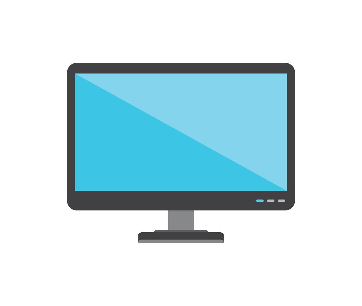 monitor de desktop moderno isolado suporte de exibição brilhante tecnologia de computador digital ilustração de clip art de ícone plano vetor
