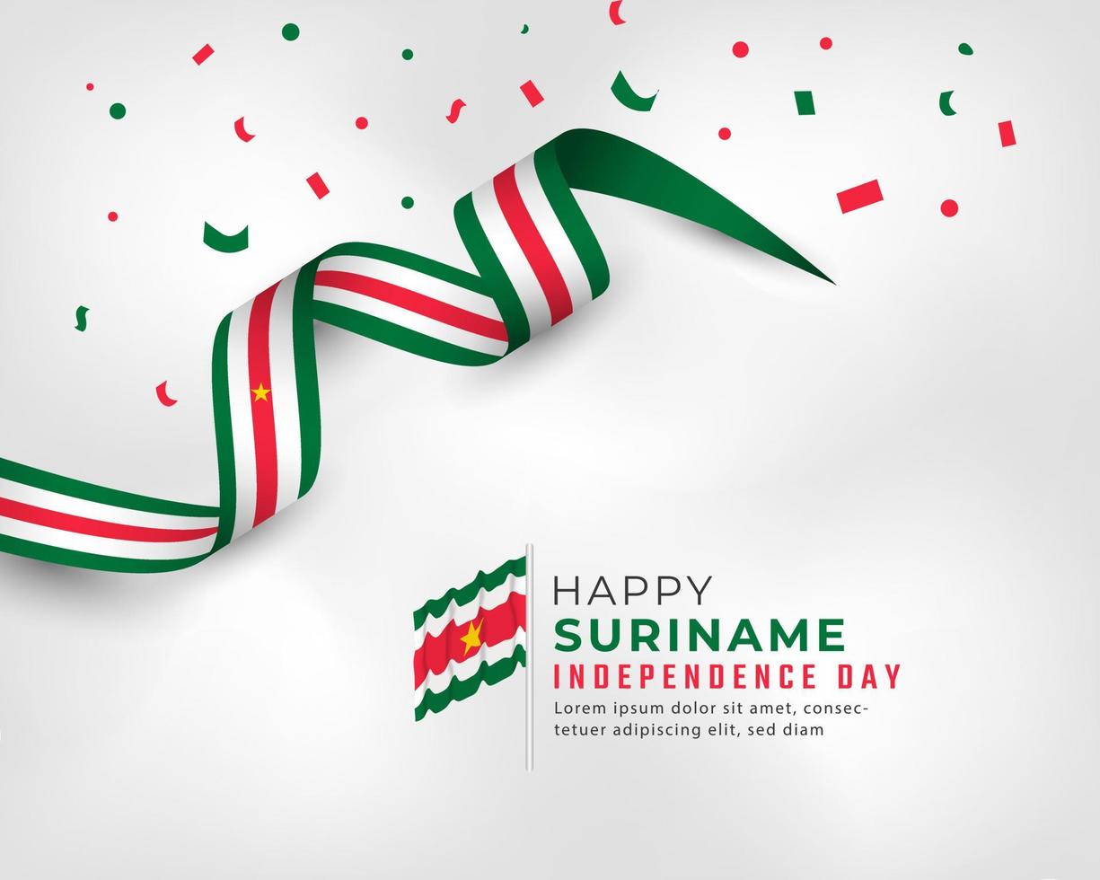 feliz dia da independência do suriname 25 de novembro ilustração vetorial de celebração. modelo para cartaz, banner, publicidade, cartão de felicitações ou elemento de design de impressão vetor