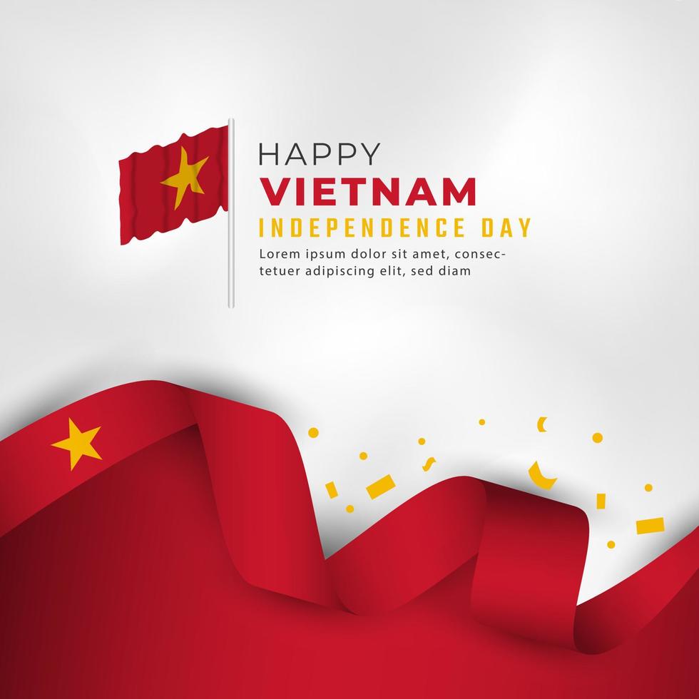feliz dia da independência do vietnã, 2 de setembro, ilustração vetorial de celebração. modelo para cartaz, banner, publicidade, cartão de felicitações ou elemento de design de impressão vetor
