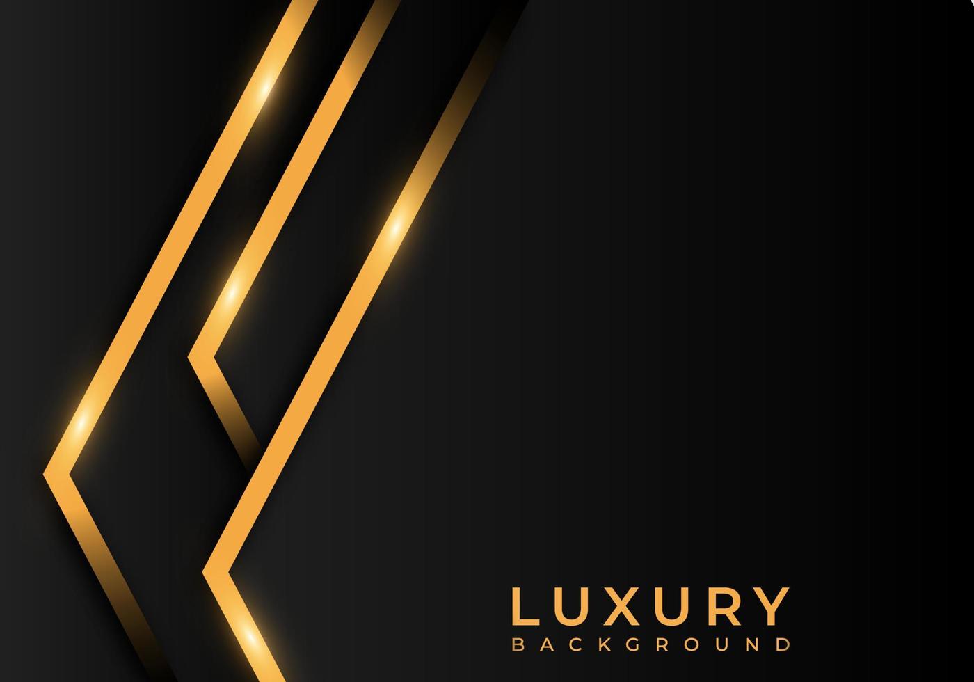 camadas de sobreposição geométrica preta premium abstrata com estilo de luxo de linha dourada listrada em fundo escuro com espaço de cópia vetor